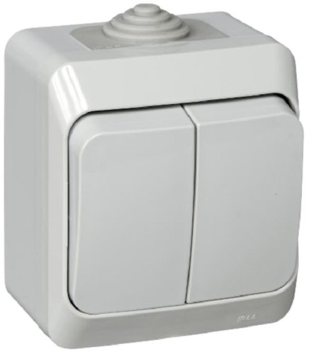 Выключатель накладной Systeme Electric Этюд 2-кл. IP44 серый картинка